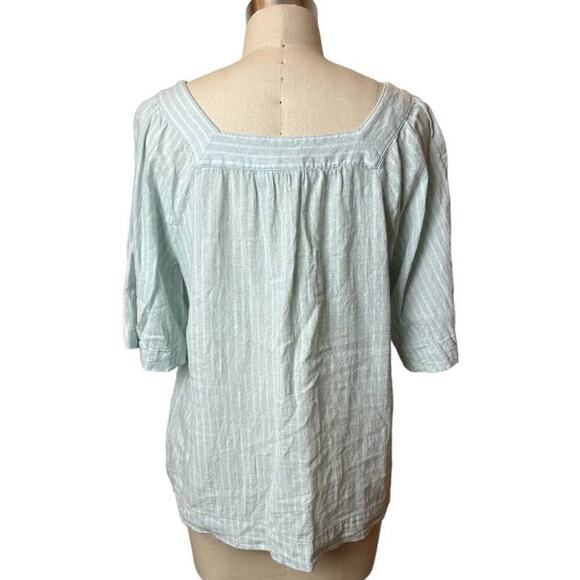 Gap Blue Stripe Linen Blend Short Sleeve Blouse Women's Size M - Picture 3 of 5
